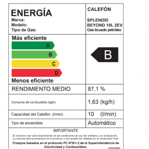 Calefont 10 litros Gas licuado Tiro natural Splendid