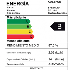 Calefont 14 litros Gas licuado Tiro natural Splendid