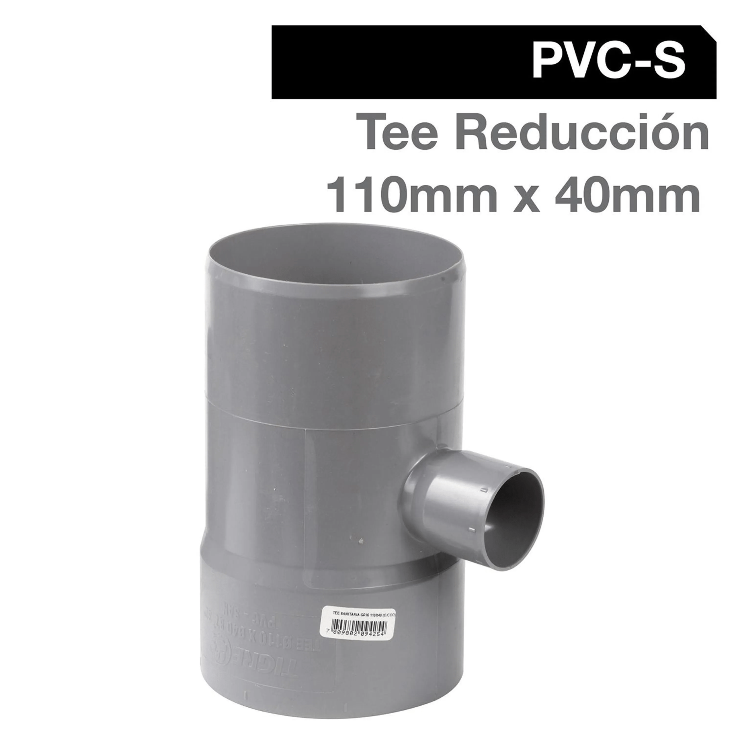 Tee Reducción PVC-S Cementar 110mm x 40mm Gris
