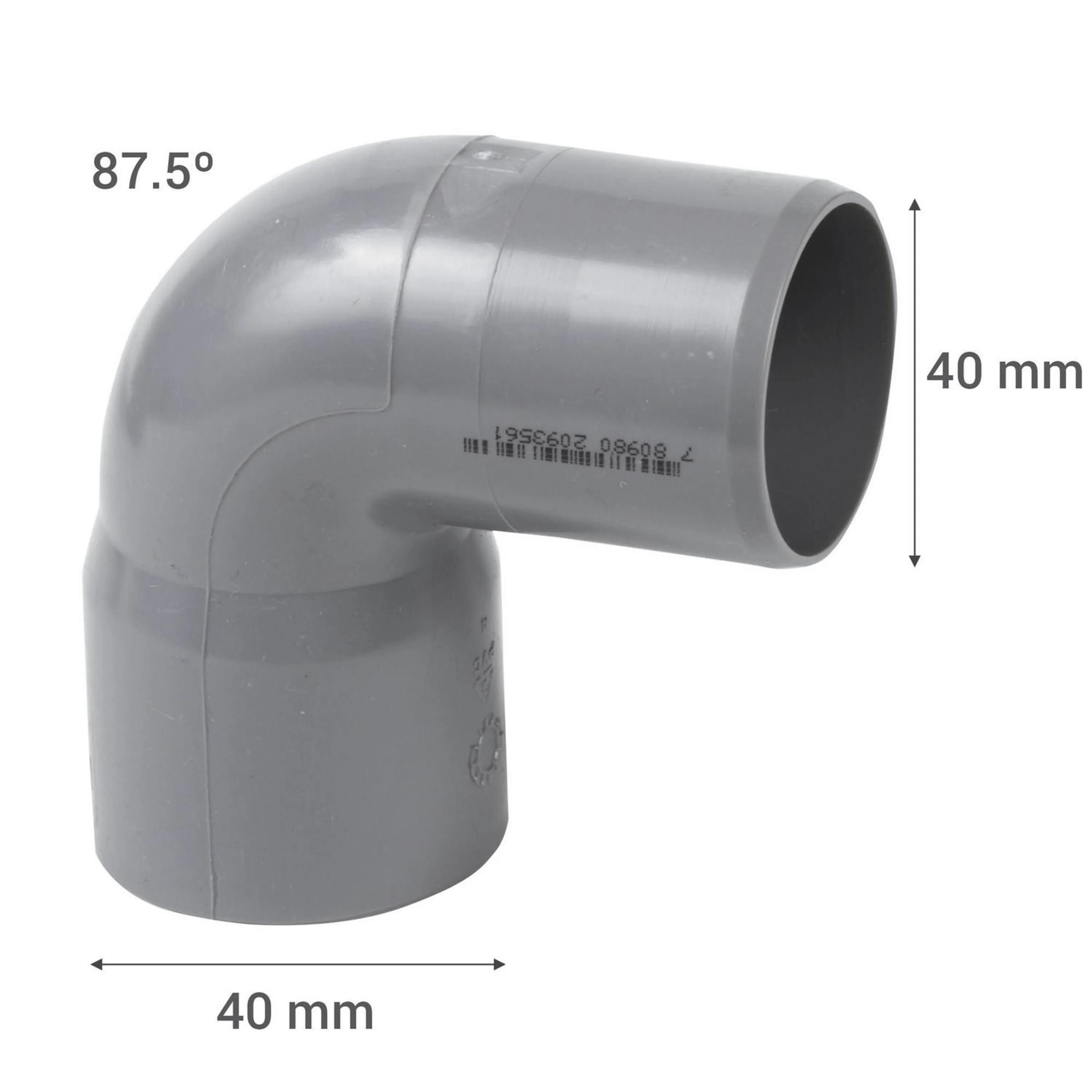Codo 87,5o PVC-S Cementar 40mm Gris