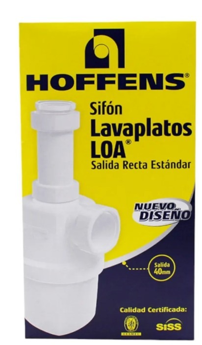 Sifón Lavaplatos Loa Salida Recta Entrada 1 1/2 Y 1 1/4