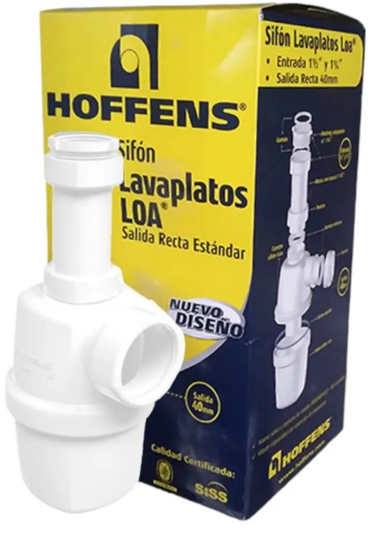 Sifón Lavaplatos Loa Salida Recta Entrada 1 1/2 Y 1 1/4 - Imagen 3